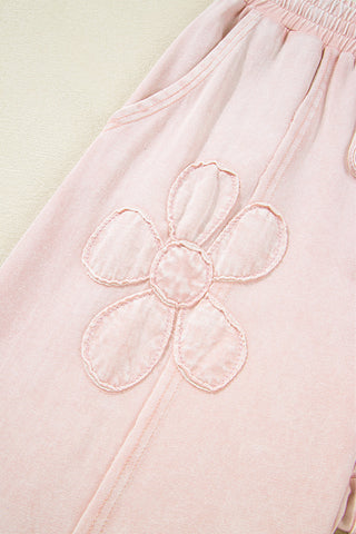 Flower Patch Knit Cropped Wide Leg Pants