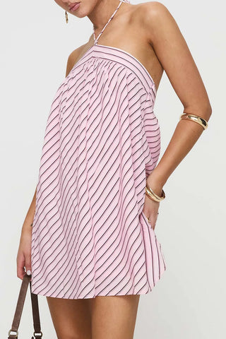 Halter Striped Casual Dress