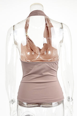 Draped Halter Tank with Metal Accent