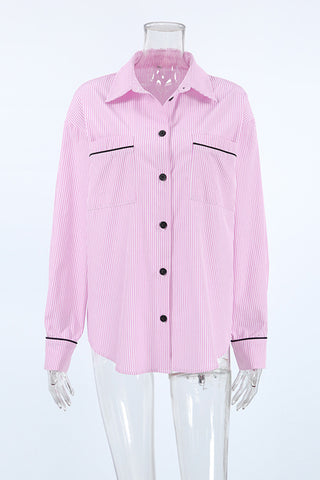 Oversized Striped Button-Down Shirt