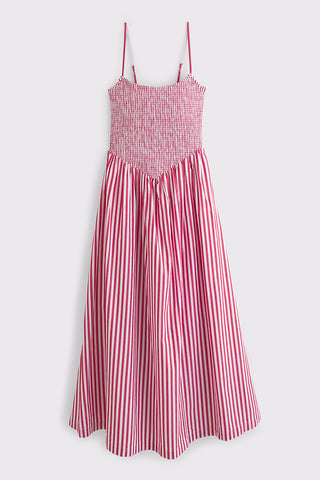 Striped Smocked Midi Dress