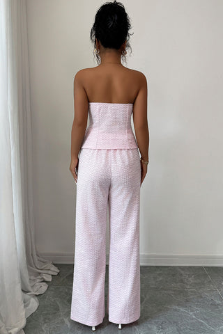 Strapless Button-Front Pants Set
