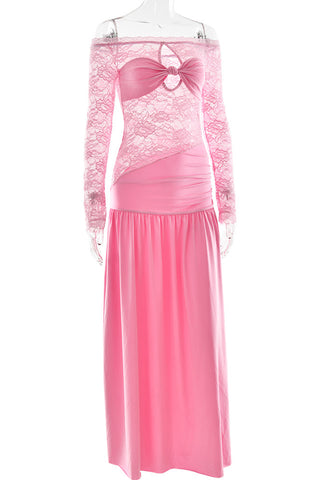 Off-Shoulder Lace Casual Dress