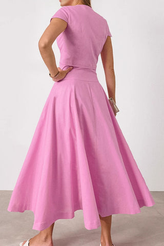 Elegant Button Detail Skirt Set