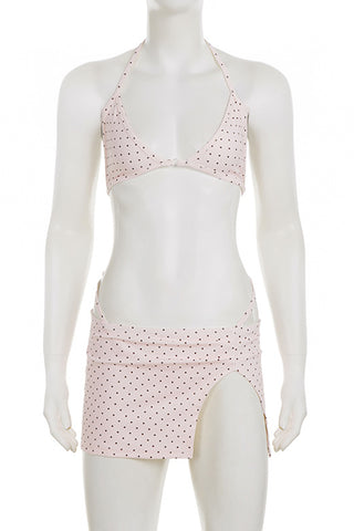 Polka Dot Bikini with Skirt Set