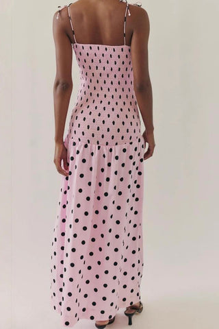 Polka Dot Smocked Casual Dress