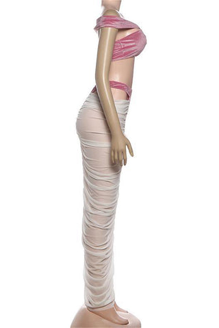 Off-Shoulder Mesh Skirt Set