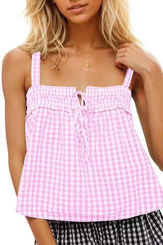 Gingham Tie-Front Tank