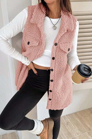 Cozy Button-Front Sleeveless Jacket