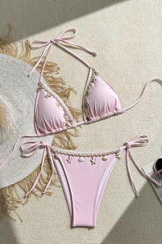 Shell Print Bikini Set with Ties