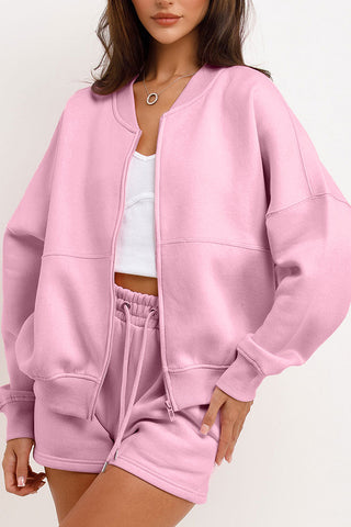 Zip-Up Casual Short Set