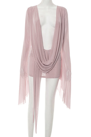 Draped Deep V-Neck Casual Dress