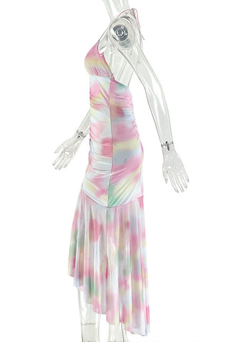 Halter Ruched Midi Dress