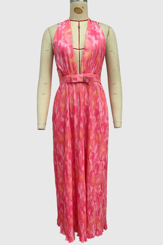 Halter Neck Pleated Maxi Dress