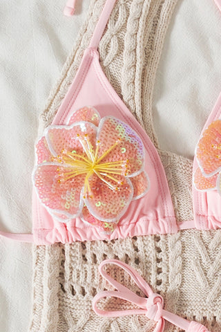 Floral Appliqué Bikini Set