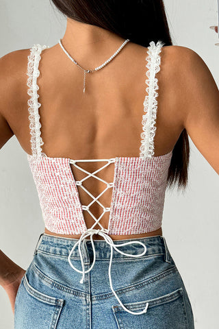 Lace Trim Corset Tank Top