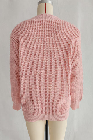 V-Neck Textured Knit Sweater