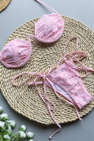 V-Wire Embellished Bikini Set