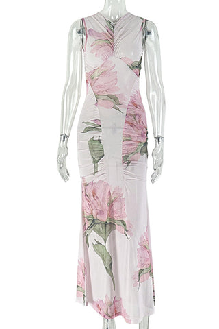 Floral Sleeveless Casual Maxi Dress