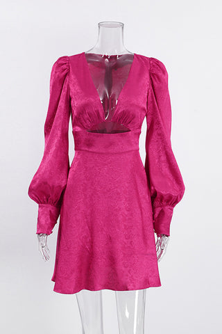 Puff Sleeve Cut-Out Mini Dress