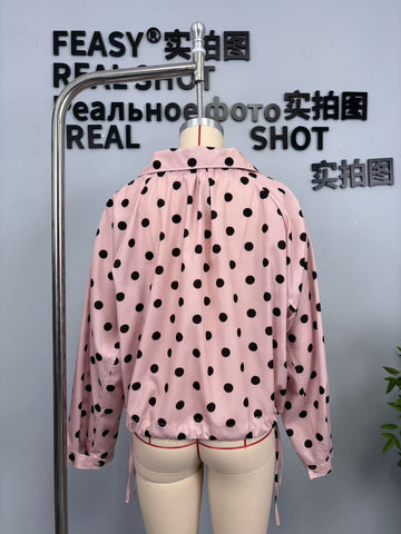 Polka Dot Button-Front Jacket