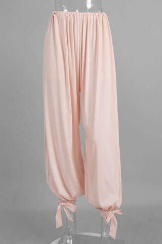Elastic Waist Casual Tie Hem Pants