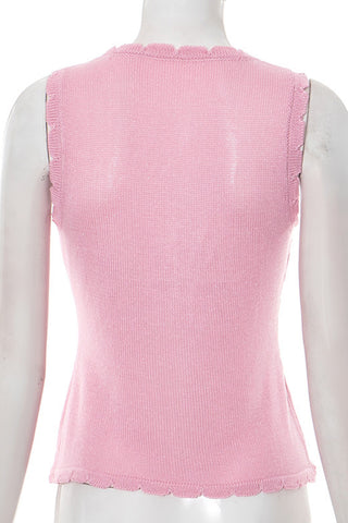 Scalloped Edge Knit Tank Top