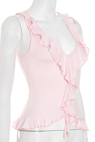 Ruffled V-Neck Tank