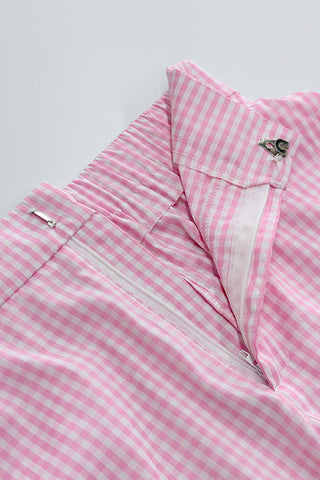 Pink Plaid Puff Sleeve Set