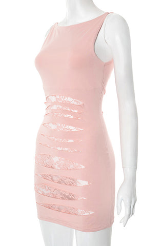 Lace Panel Cut-Out Casual Dress