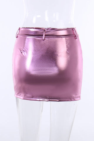 Sleek Metallic Mini Skirt