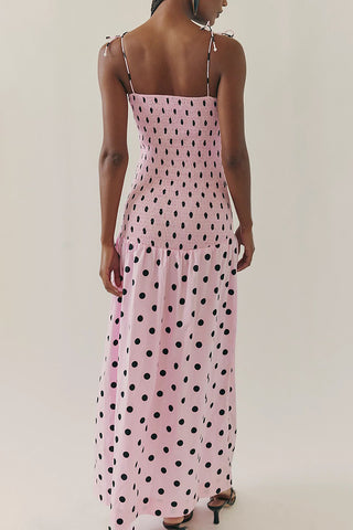 Polka Dot Smocked Casual Dress