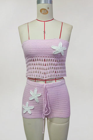 Crochet Strapless Short Set