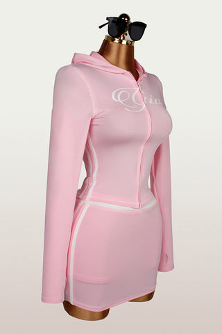 Zip-Front Hooded Skirt Set