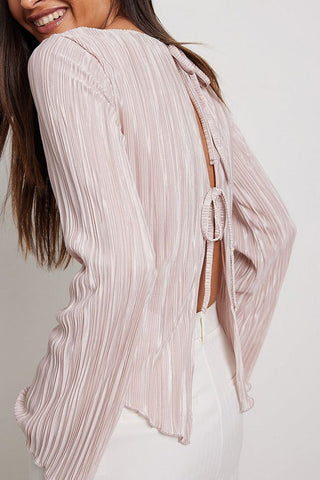 Elegant Pleated Long-Sleeve Blouse
