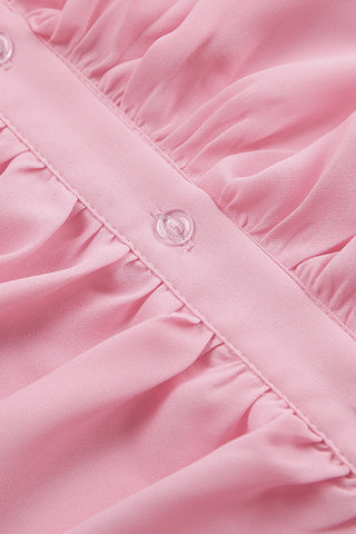 Ruffled Front Blouse with Flared Sleeves