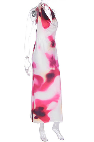 Halter Neck Floral Maxi Dress