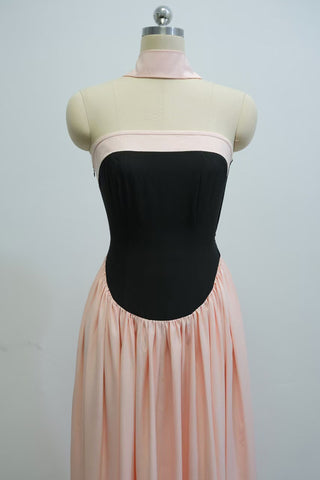 Strapless Two-Tone Maxi Dress