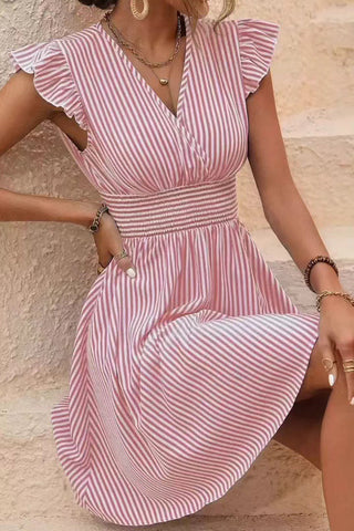 Flared V-Neck Casual Dress