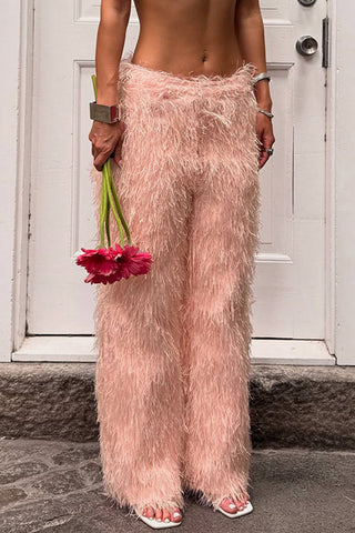 Textured Wide-Leg Casual Pants