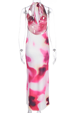 Halter Neck Floral Maxi Dress