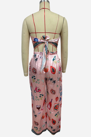 Strapless Printed Pants Set