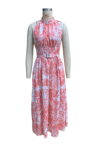 Halter Neck Printed Maxi Dress