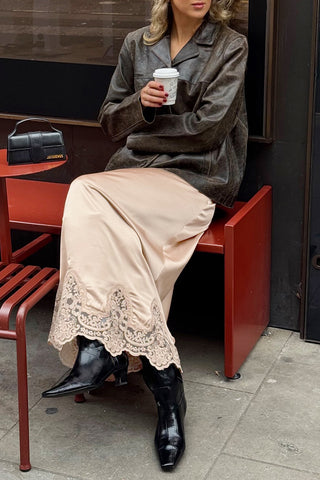 Lace Trim Maxi Skirt