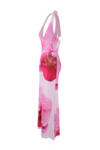Halter Neck Floral Maxi Dress