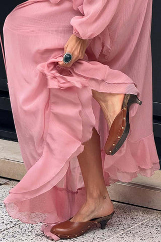 Ruffle Tie-Front Casual Dress
