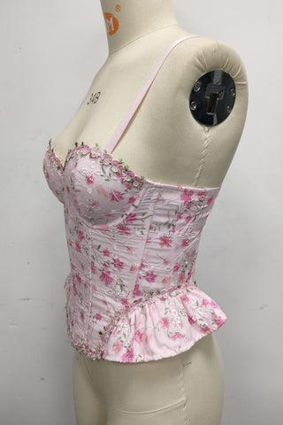 Floral Peplum Corset Tank Top