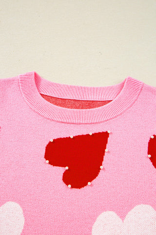 Heart Patterned Oversized Sweater