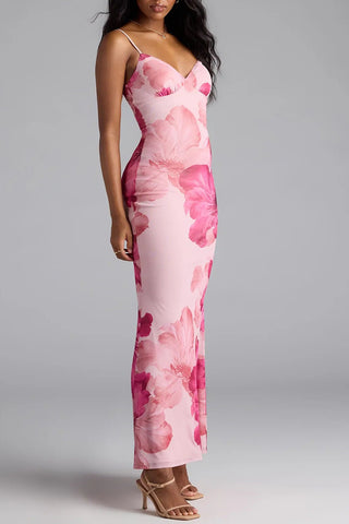 Floral Print Spaghetti Strap Dress