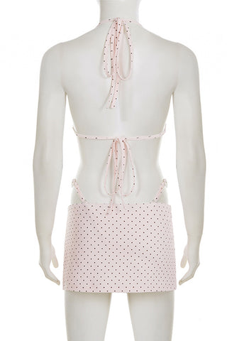 Polka Dot Bikini with Skirt Set